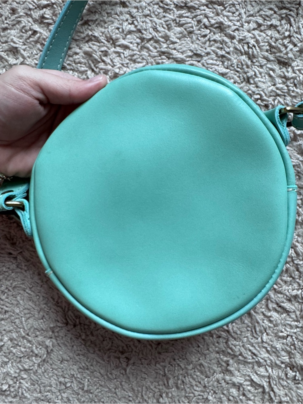 Portland Leather Mint Round Crossbody Purse - Picture 4 of 7